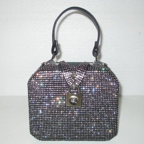 ALESSIA BLACK & CRYSTAL EVENING BAG❤️ - Picture 1 of 10